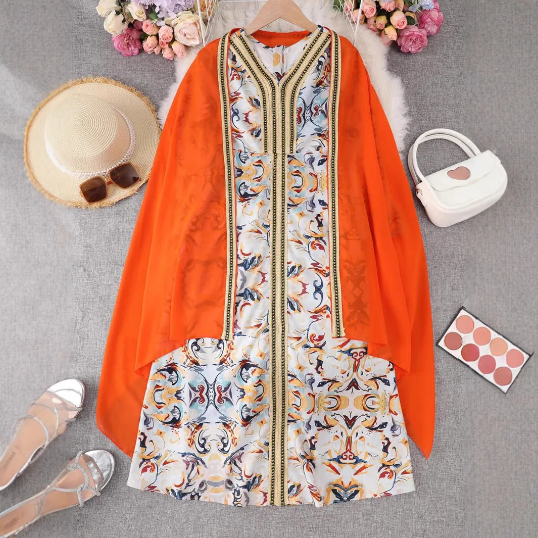 

Ид мусульманское детское платье для девочек, абайя, вечерние длинный халат с принтом, шарф, Дубай, Рамадан, кафтан, ислам, Марокко, Джалабия, 2025, детские платья