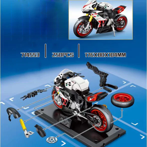 Motorcycle Technical Building Block Aprilias Tuono V4 Vehicle Motor Model Steam Bricks Educational Toy Collection For Gift