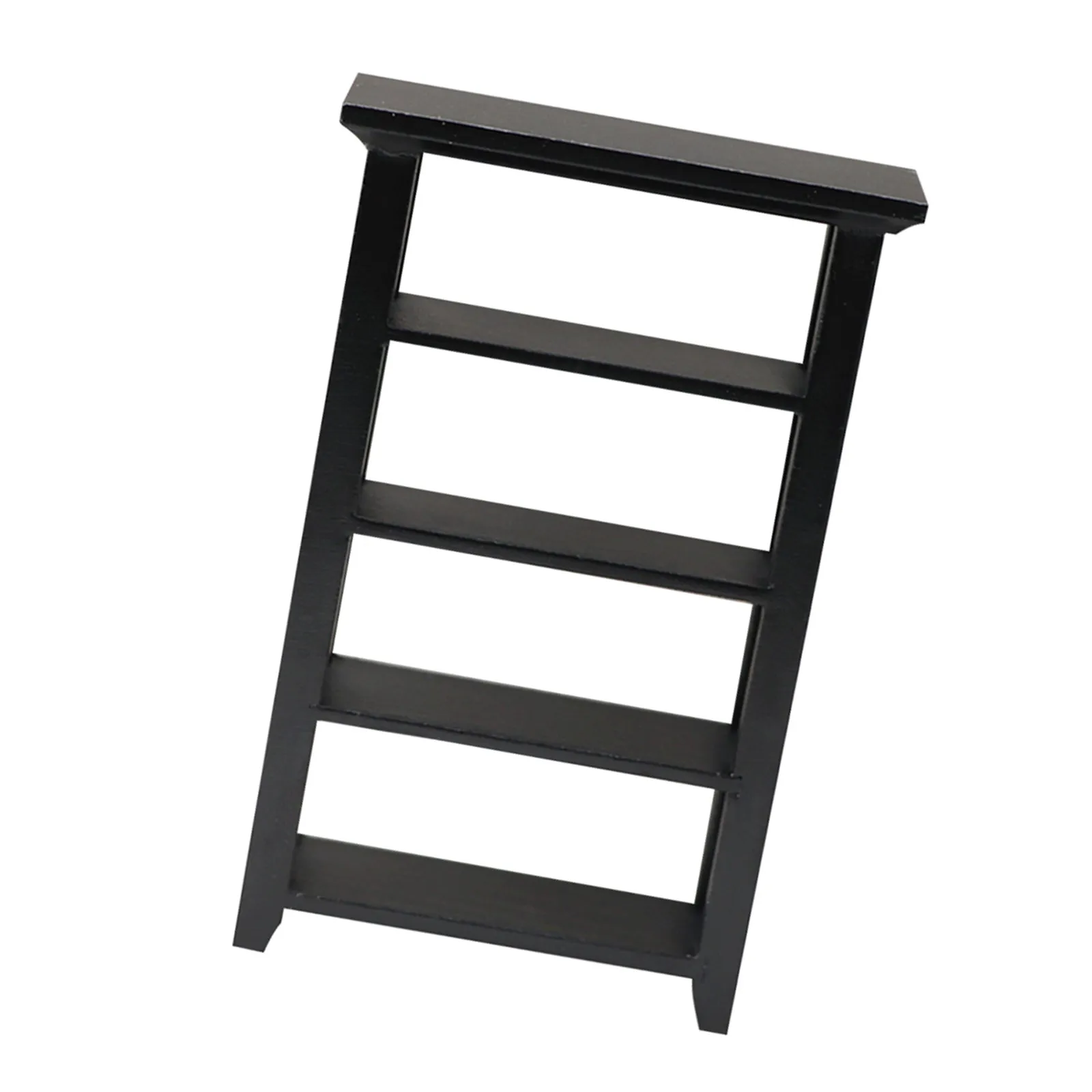 

Miniature Black Flower Rack Bookshelf Four-Layer Display Shelf Creative Furniture Living Room Mini Decor Mini House Decoration