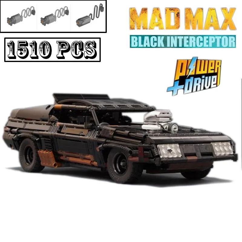 New MOC-35846 Mad Movie Series Modified Black Interceptor Truck Toys Series Model Building Block Bricks Toys Boys Birthday Gifts