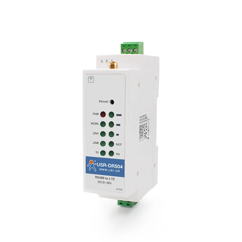 DIN-rail Industrial Cellular Serial Port RS485 Modem 4G FDD-LTE WCDMA Server Converter USR-DR504 Modbus RTU To TCP