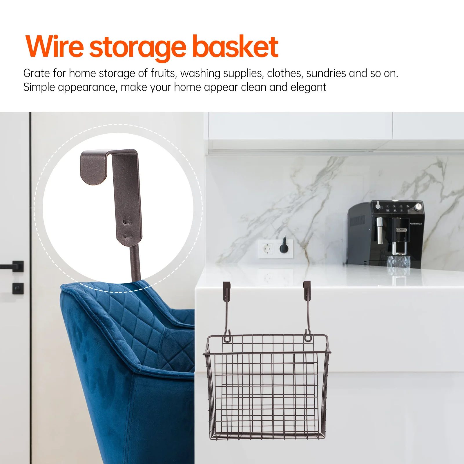 

1Pcs Iron Wire Cabinet Hanging Basket Kitchen Storage Rack Organizer Fruit Vegetable Holder Black Storage Basket