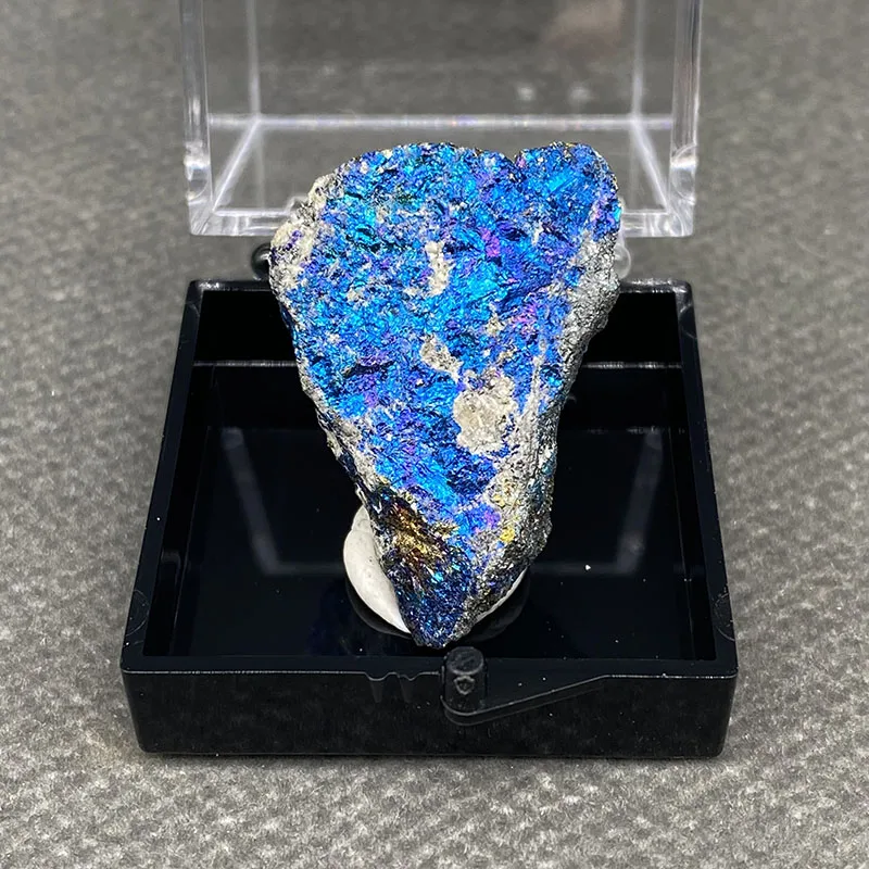100% Natural Blue Series Bornite Mineral Specimens Healing Crystal, Cultural Beads + Box Size: 35*35*35mm