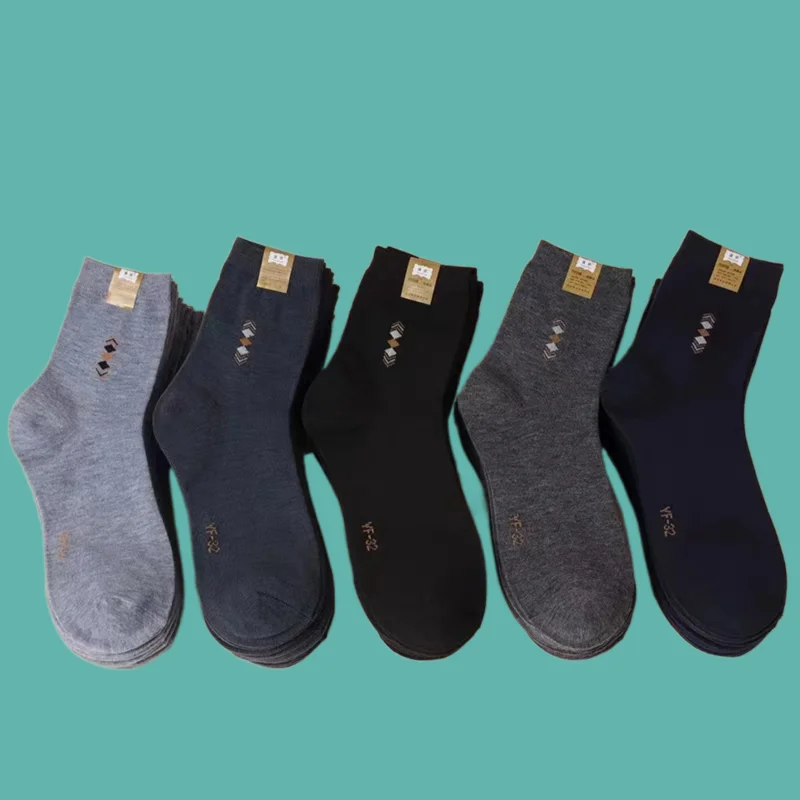 5/10 Pairs 2024 New Men's Middle-aged And Elderly Socks Black Wear-resistant Deodorant Sweat-absorbent Mid-tube Socks