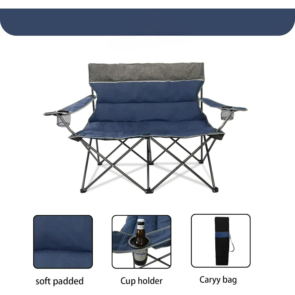 Camping Chair Set of 3, Outdoor Folding Camping Chairs Heavy Duty Lawn Chair with Cup Holder & Carry Bag, Support up to 500lbs.