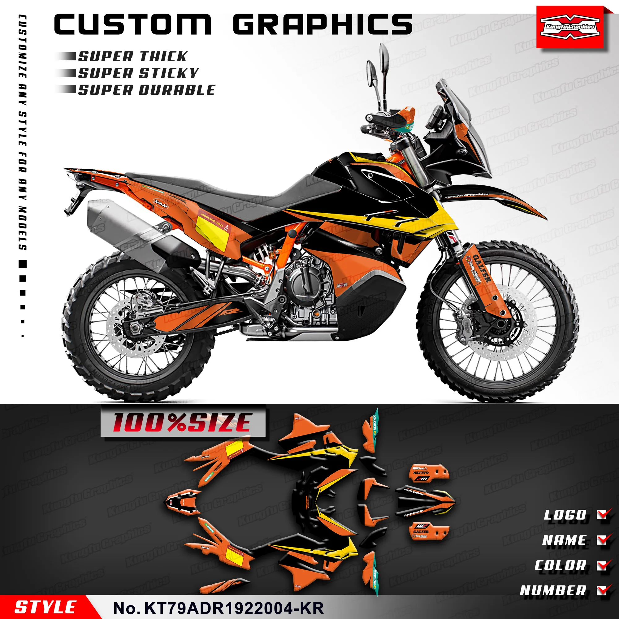 KUNGFU GRAPHICS Wrap Design for KTM 790 890 Adventure R 2019 2020 2021 2022 Modified Orange, Style No.KT79ADR1922004-KR