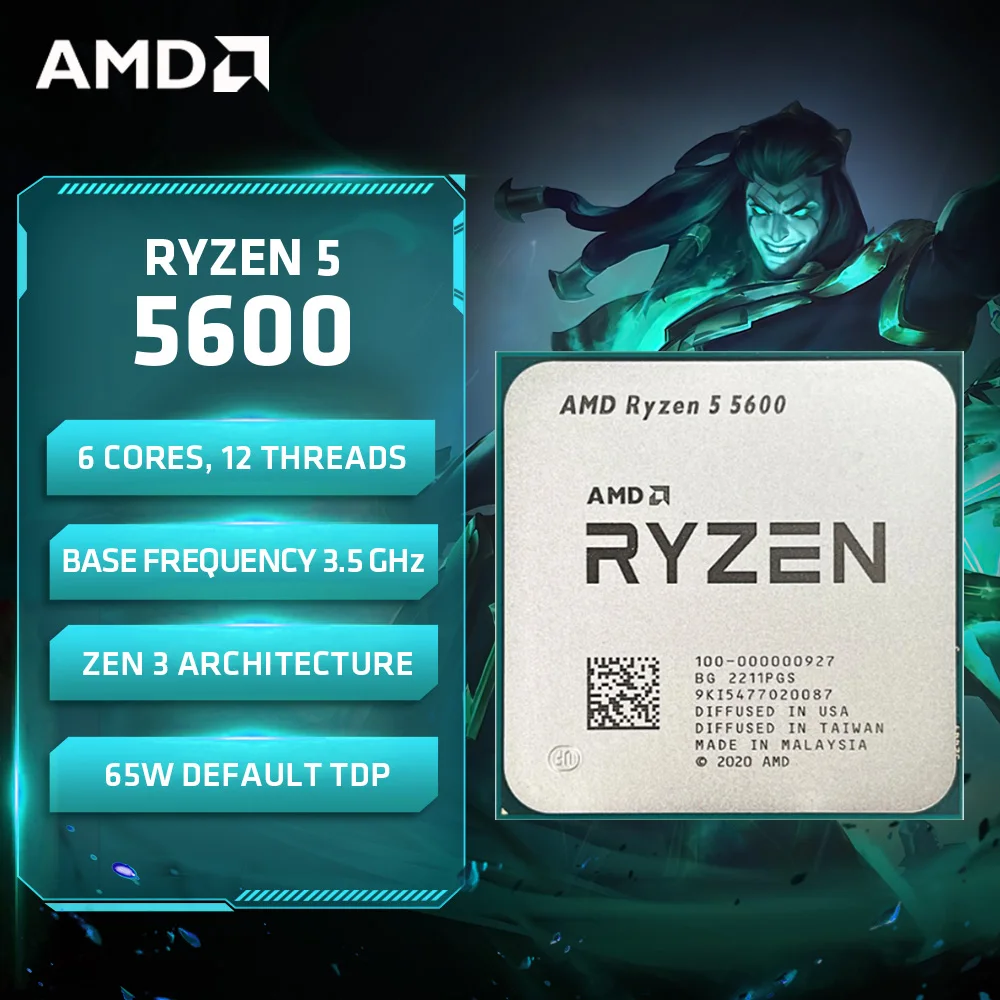 Brand New AMD Ryzen 5 5600 CPU Up to 4.4GHz 6-Core 12-Thread CPU Processor  32MB L3 Cache TDP 65W Socket AM4 CPU without Package