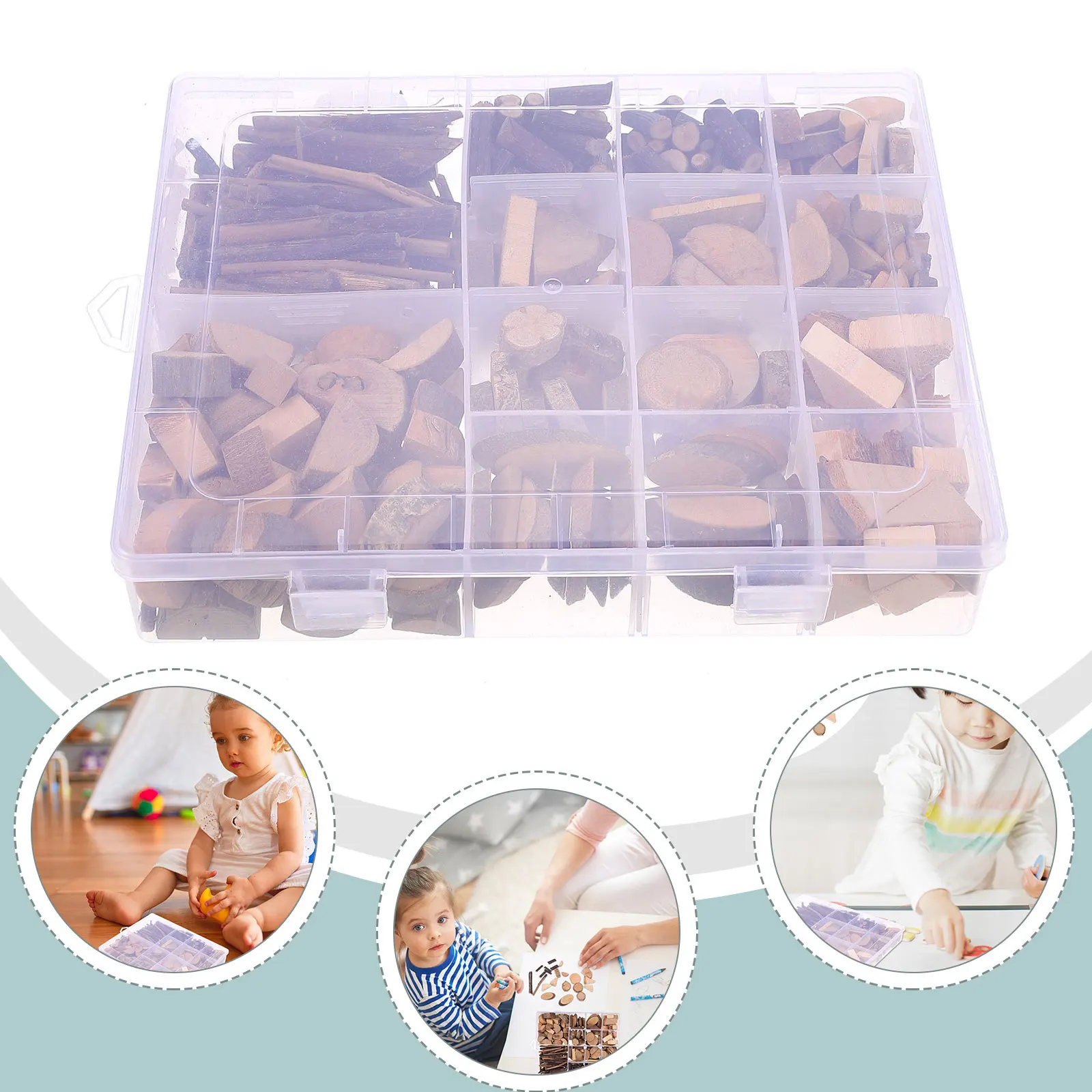 1 Juego de herramientas de madera DIY para niños de guardería, juego de rodajas de madera Natural para desarrollar la capacidad práctica, Kit de actividades artesanales de ramas secas