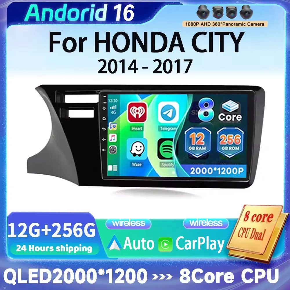 Car Multimedia Player Android 16 for HONDA CITY 2014 - 2017 LHD Auto Car Radio Carplay Smart Systems GPS Video Player 4G WiFi