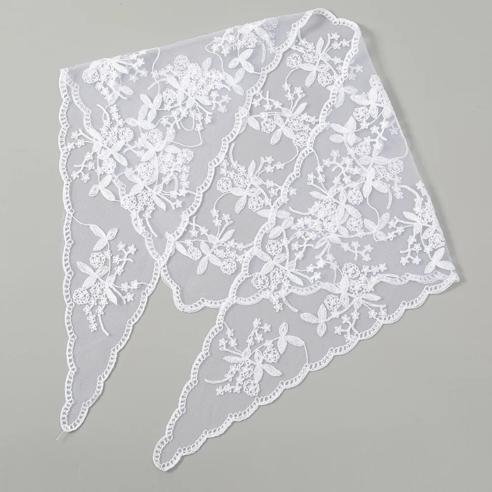 

New Hollow Out Lace Scarf Embroidery Solid Color Hair Scarf Headband Thin Vintage Triangular Scarf Women