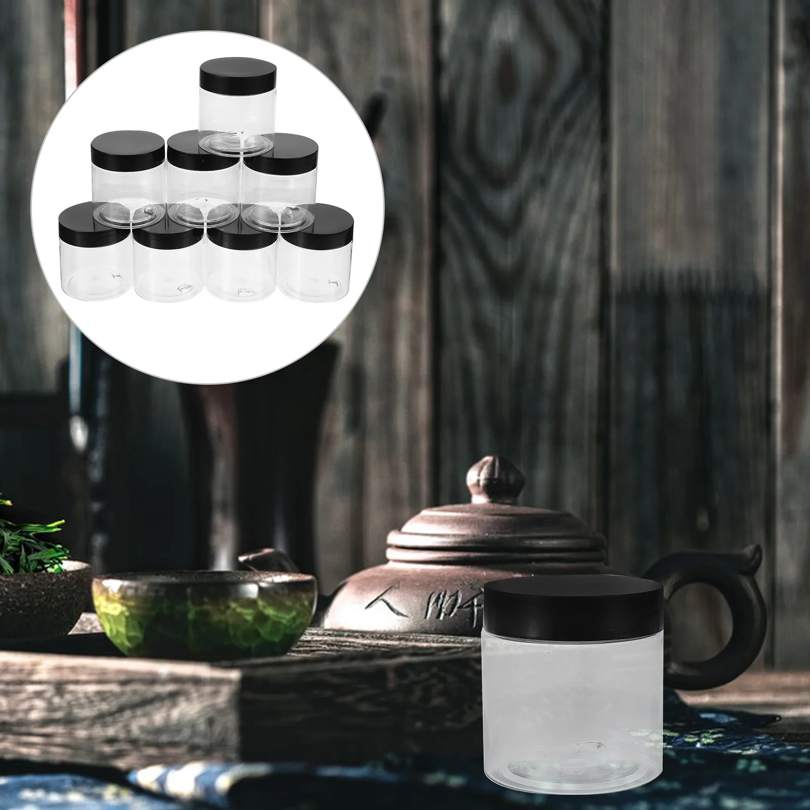 

8pcs Plastic Jars With Lids Airtight Clear Food Containers Kitchen Canisters For Dry Food Tea Grains Beans Nuts Sealing Jar Home