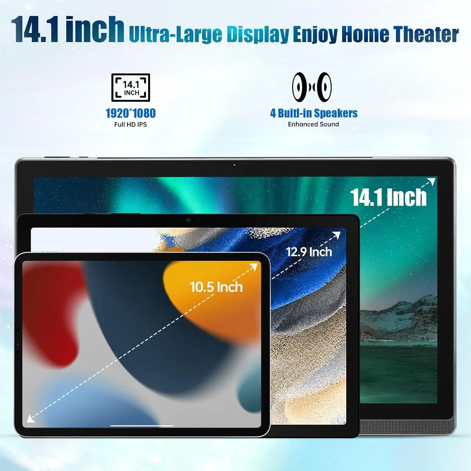 Global Version Super 14.1 inch Tablet PC 12+256GB Android 12.0 4G LTE Phone Call IPS Kids Pads 2 In 1 Tablets Laptop Play Store