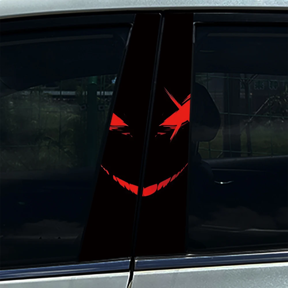 Eivl Cool Demon Smiling Face Adesivi per auto Decalcomanie Auto B Porte Pilastro Impermeabile Decorazione di Halloween Decalcomanie per protezione solare fai da te