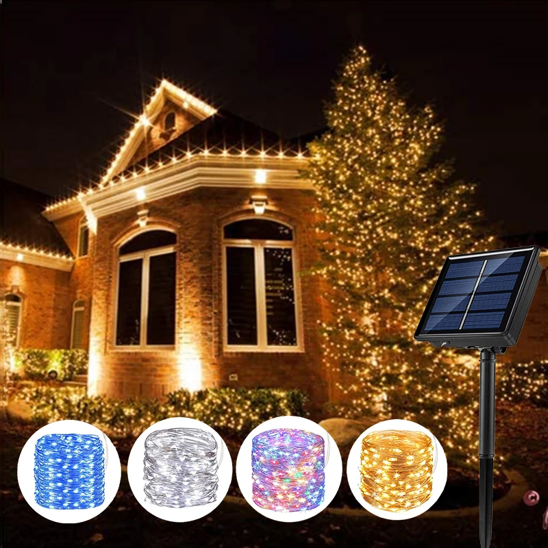 Solar String Lights Outdoor 200 LED 8 Modes Solar Powered Fairy Lights Waterproof Copper Wire Twinkle Lights for Garden Wedding