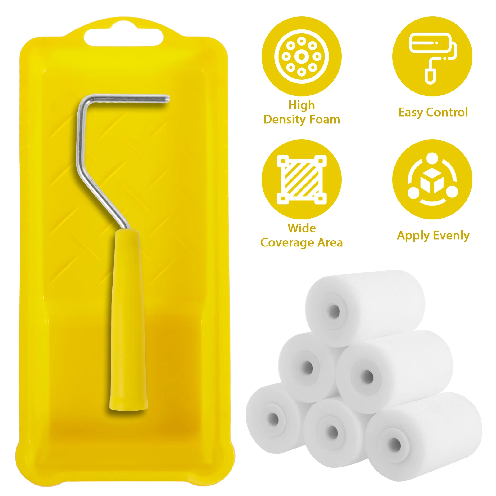 8 buah Set Roller cat 2in Mini Roller cat busa Kerapatan Tinggi Roller cat Roller cat Kit dekorasi lukisan untuk perbaikan