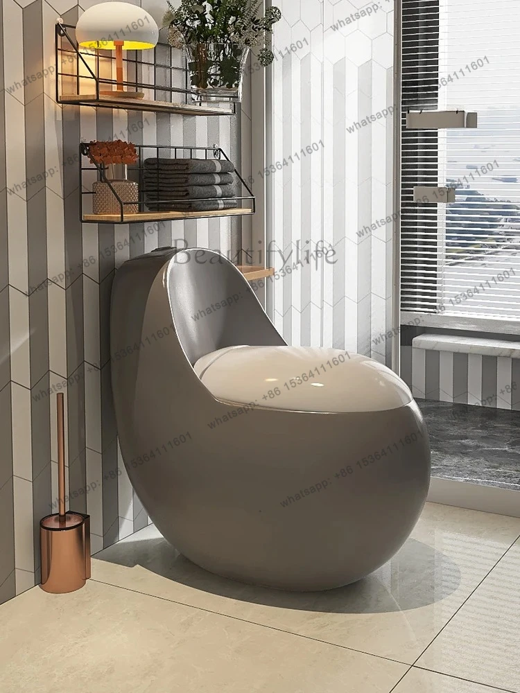 

Gray toilet siphon type, household, personalized and creative, light luxury and high-end color toilet