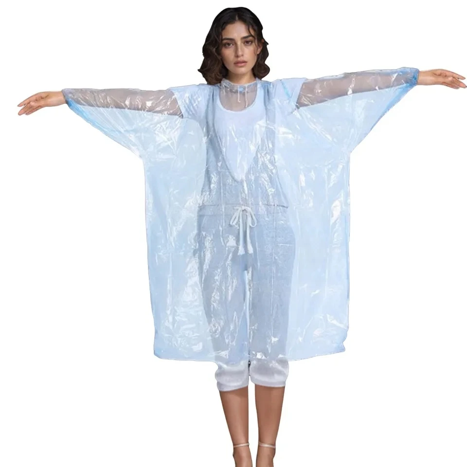 5pcs Disposable Raincoat Transparent Raincoat Waterproof Hooded Raincoat Cycling Walking Camping Rain Coat Random Color