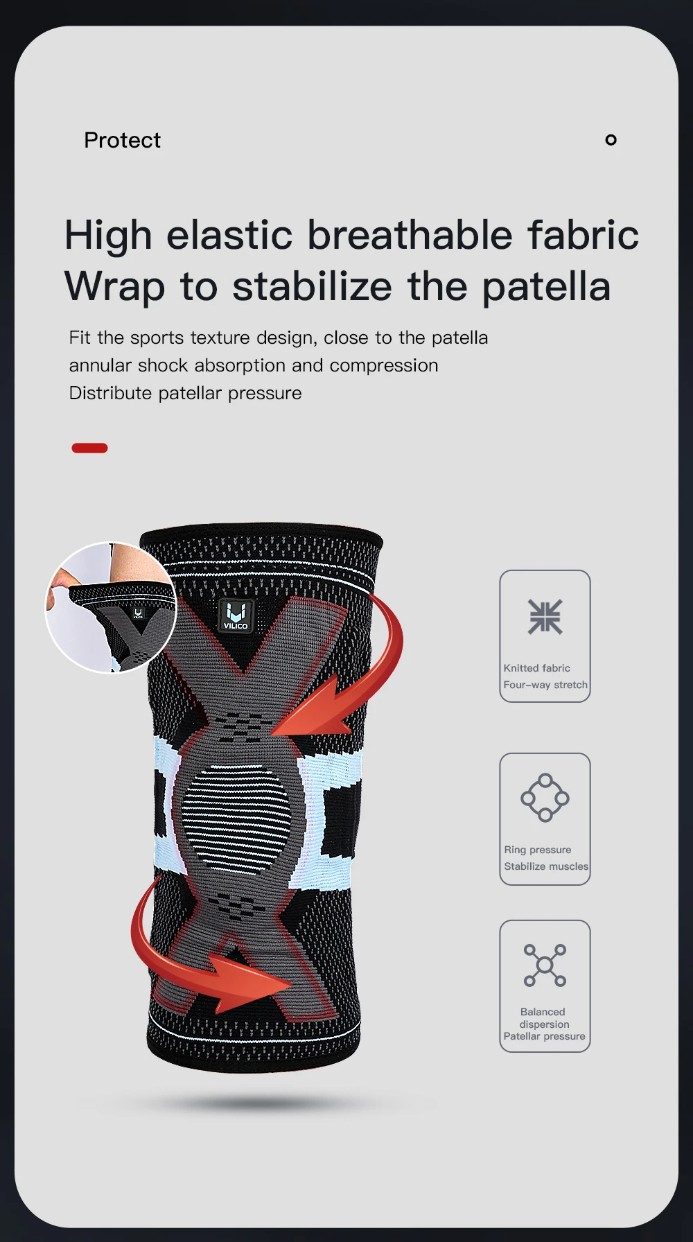 1PC Adjustable Knee Brace Open Patella Knee Support for Men Women Breathable Knee Wrap for Sports Running Fitness