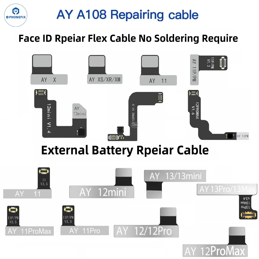 AY A108 Face ID Dot Matrix Projector Read Write Repair Flex Cable No Welding External Battery FPC For iPhone X-14 Pro Max Repair