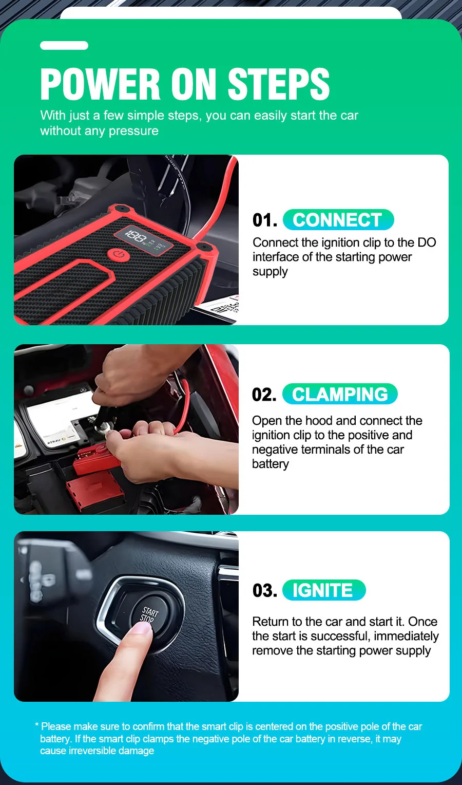 BELIBUY 7000A Auto-Starthilfe, Luftkompressor, 12000mAh Akku mit LED-Beleuchtungsfunktion, Geeignet für Alle 12V-Fahrzeuge. – Detail 5