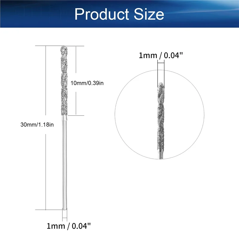 ABRW-60Pcs 1Mm/0.04Inch Diamond Twist Drill Bits High Speed Steel HSS For Glass Sea Shells Stone Tiles