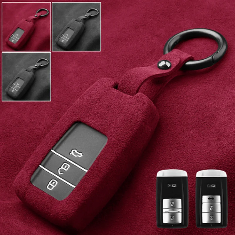 

A+ Suede Leather Silicone Car Key Fob Case Cover For Acura RLX RDX MDX ILX TLX