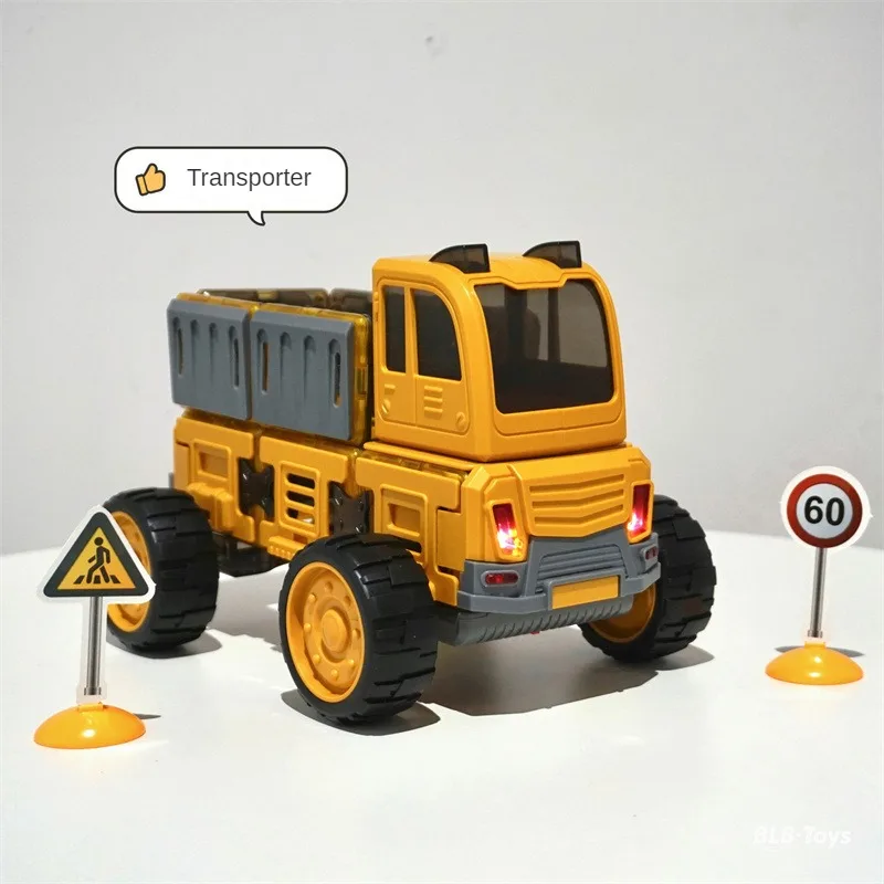 Ei Baole Magnetische Plaat Bouwsteen Assemblage Brandweerwagen Veranderlijke Bouwvoertuig Collage Educatief Jongen Cadeau Speelgoed