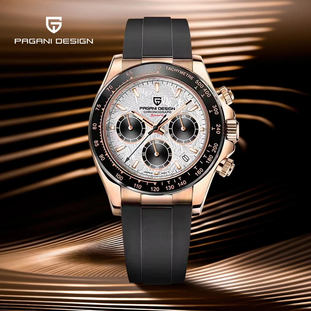 PAGANI DESIGN 2025 جديد ساعات رجالية الذهب الفاخرة ساعة كوارتز للرجل كرونوغراف AR الياقوت مرآة ساعات المعصم الرجال ساعة حائط هدية