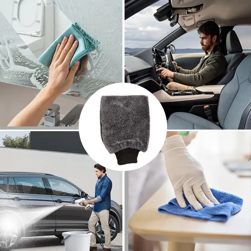 Car Wash Gloves Polyester Yarn Fleece Gloves Washing Wiper Car Cleaning Towel Auto Dust Washer Mitt Car Cleaning Accessories view 5