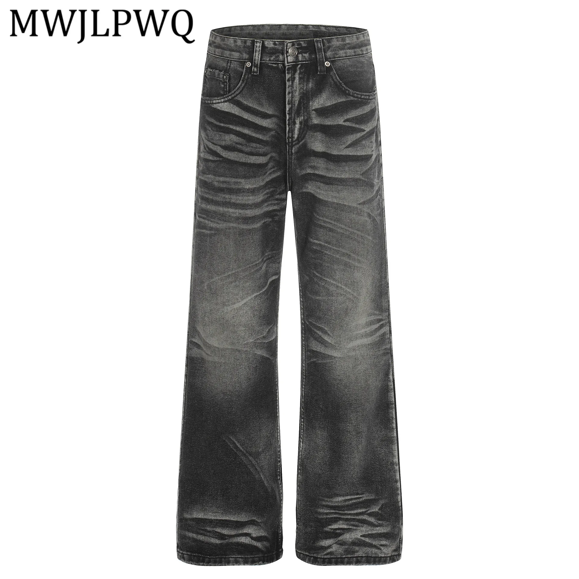 

MWJLPWQ American High Street Washed Denim Pants For Men Casual Jeans Simple Versatile Straight Trousers 2026 Spring New 13503