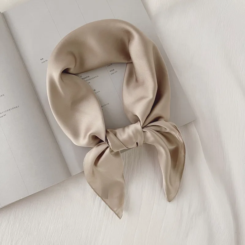 Luxury New Fashion Silk Square Scarf Solid Women Satin Neck Hair Tie Band Soft Beach Hijab Head Female Foulard Free Shiping