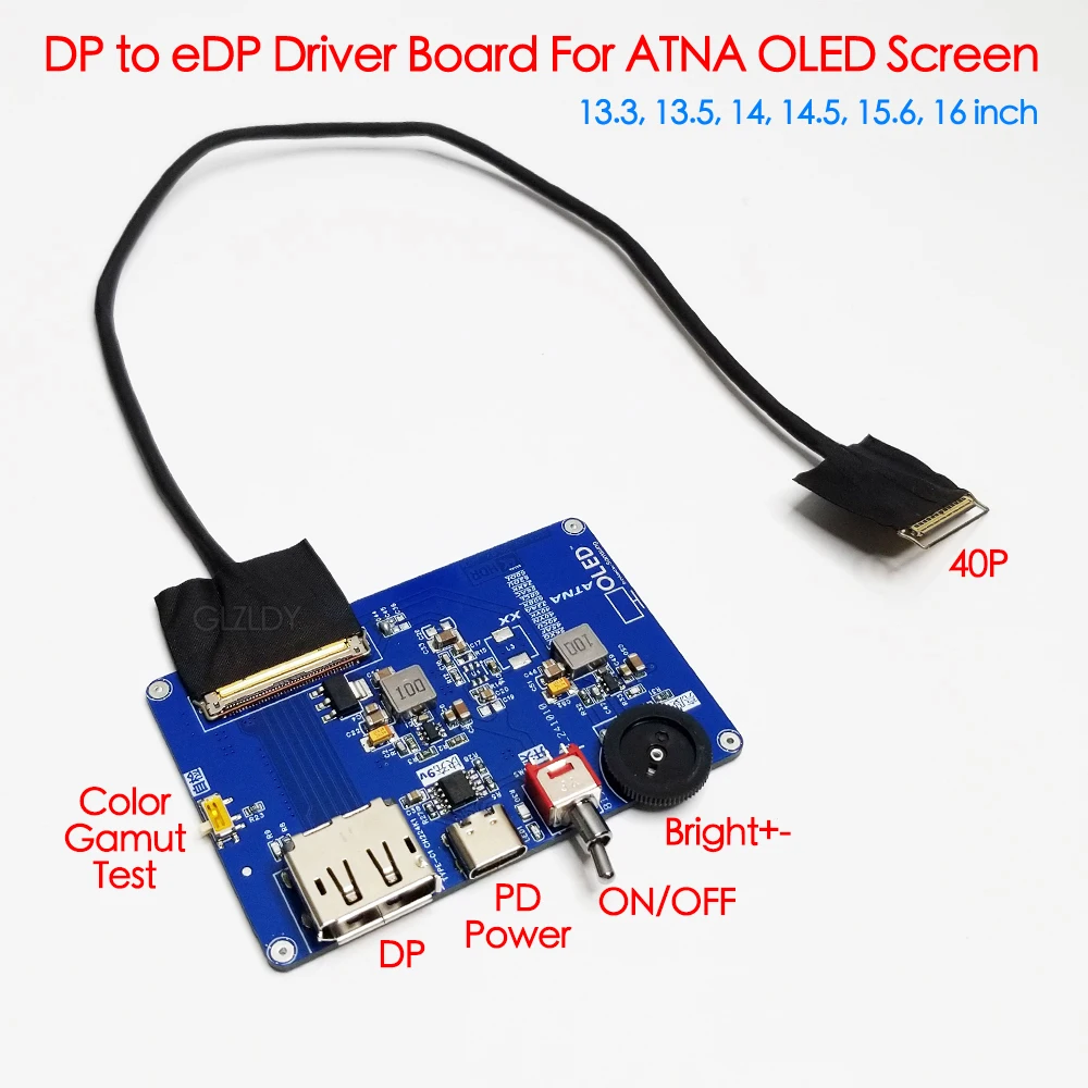 For Samsung ATNA OLED Screen 2560x1440 DP to eDP 30P 40Pin Driver Board HDR 10bit Gamut test 240hz Portable laptop display