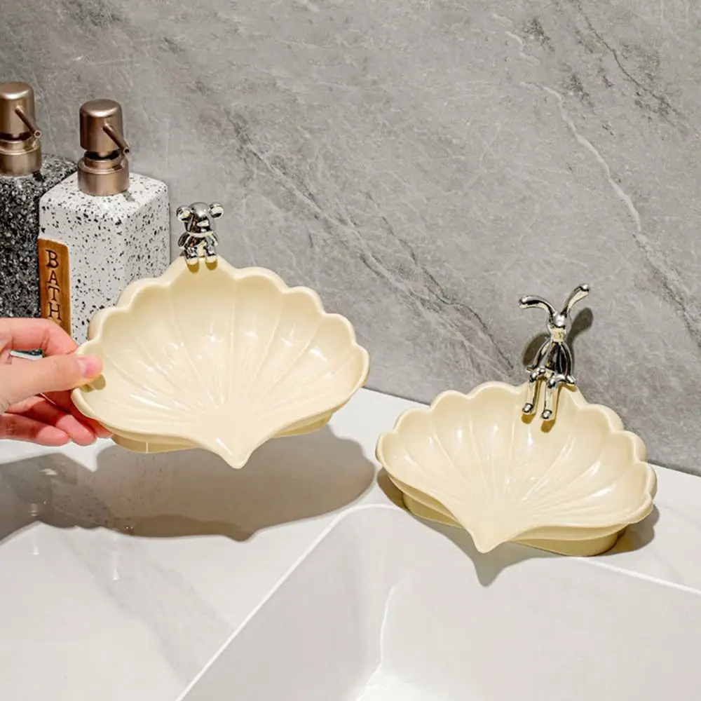 Rabbit Shell Storage Box Sea Shell Shape Self Draining Drain Soap Box Multi-Purpose Luxury Soap Holder Bathroom Accessories