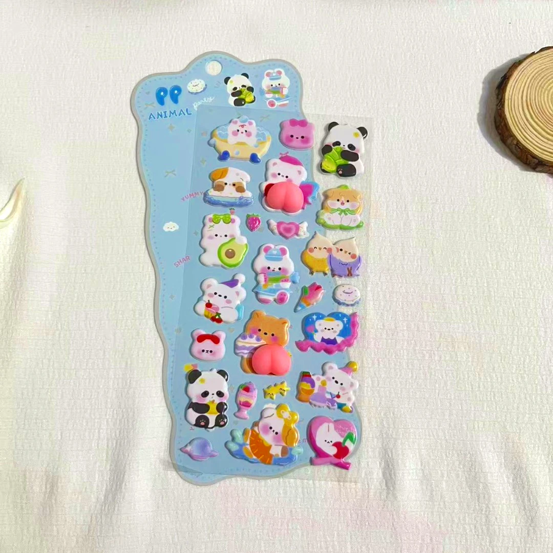 Urocze naklejki antystresowe ze zwierzętami - kreatywne naklejki dekoracyjne z kreskówkowymi zwierzętami, zabawne do zabawy i oglądania.