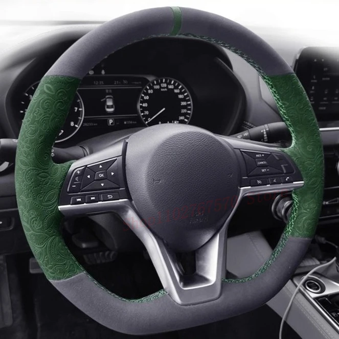 

DIY Hand Sewn Anti Slip Suede Steering Wheel Cover Wrap For Nissan Teana Qashqai 14th Sylphy e-POWER X-Trail·Honor Car Accessory
