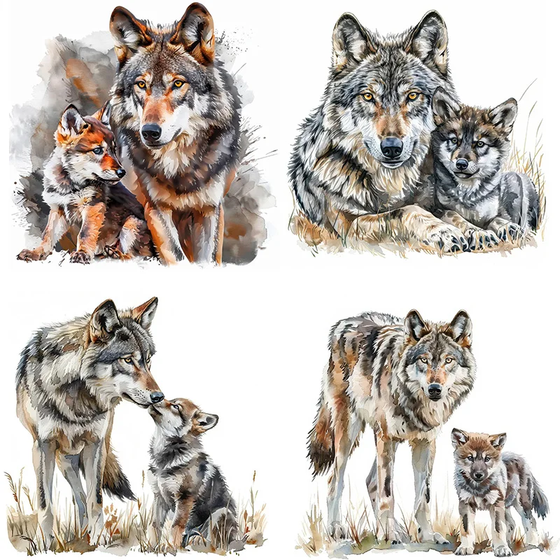 

MT920# Wolf And Baby Stickers Decoration for Living Room, Wall, Bedroom, Toilet and Home Decor Car Decals Self-Adhesive