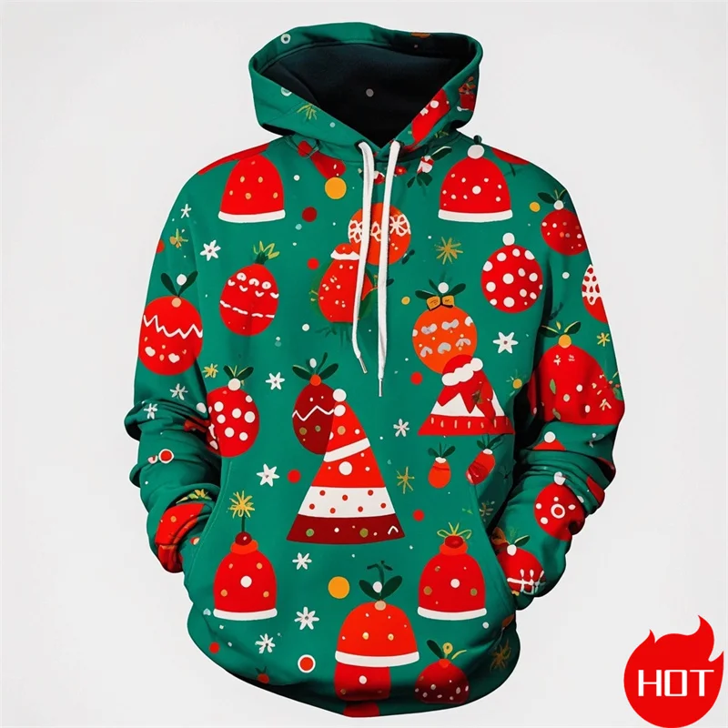 

Winter Fashion 3D Christmas Ornament Printing Hoodies For Men Santa Claus Graphic Hooded Hoody Vintage Sweatshirts Mens Pullover