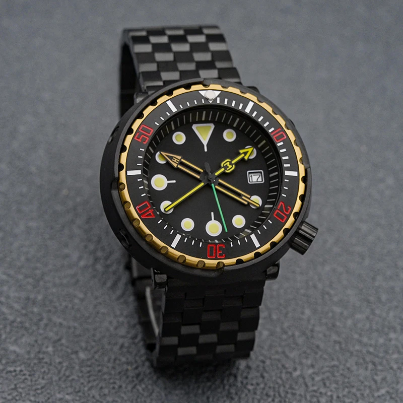 Reloj mecánico automático de buceo para hombre, caja NH35 de 28,5mm, esfera de atún enlatado, luminoso, resistente al agua 30ATM, movimiento NH35 NH36