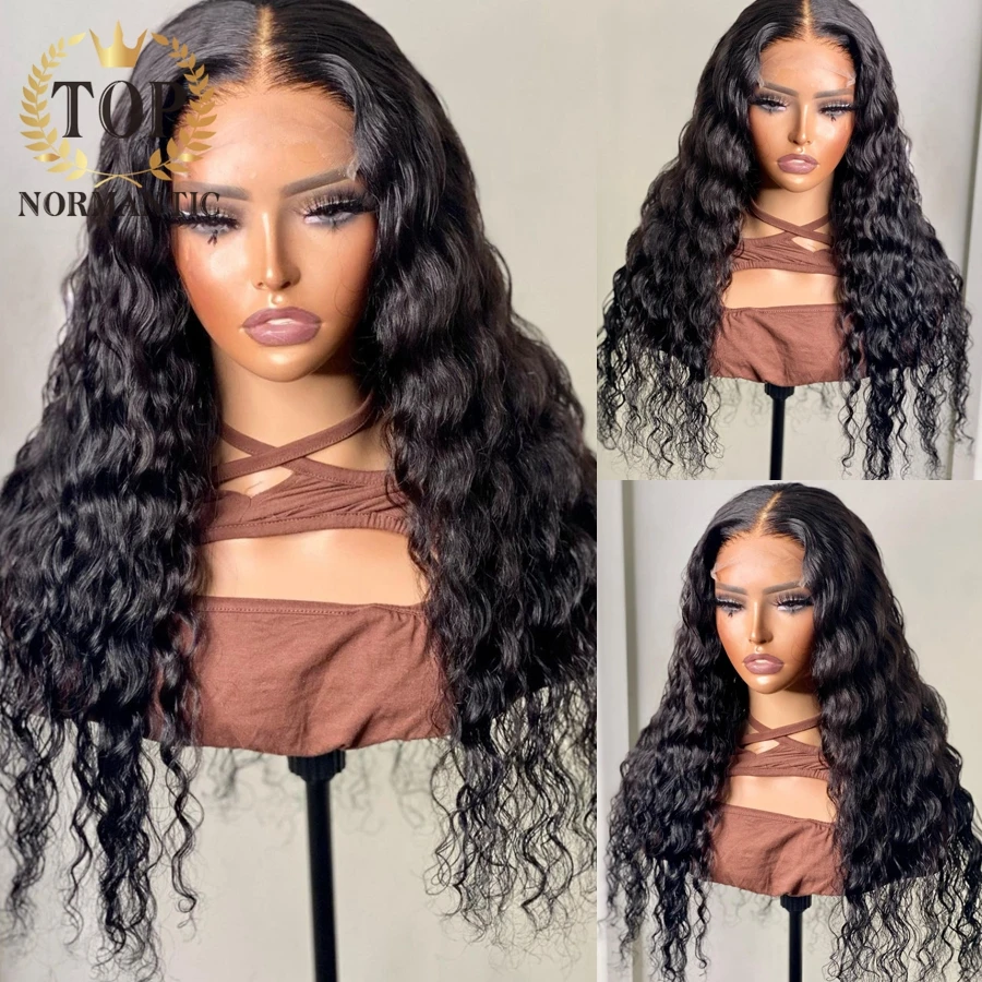 Topnormantic Nature Color 13x6 Lace Front Wigs with Baby Hair Brazilian Remy Human Hair Nature Wave Wig for Women Preplucked