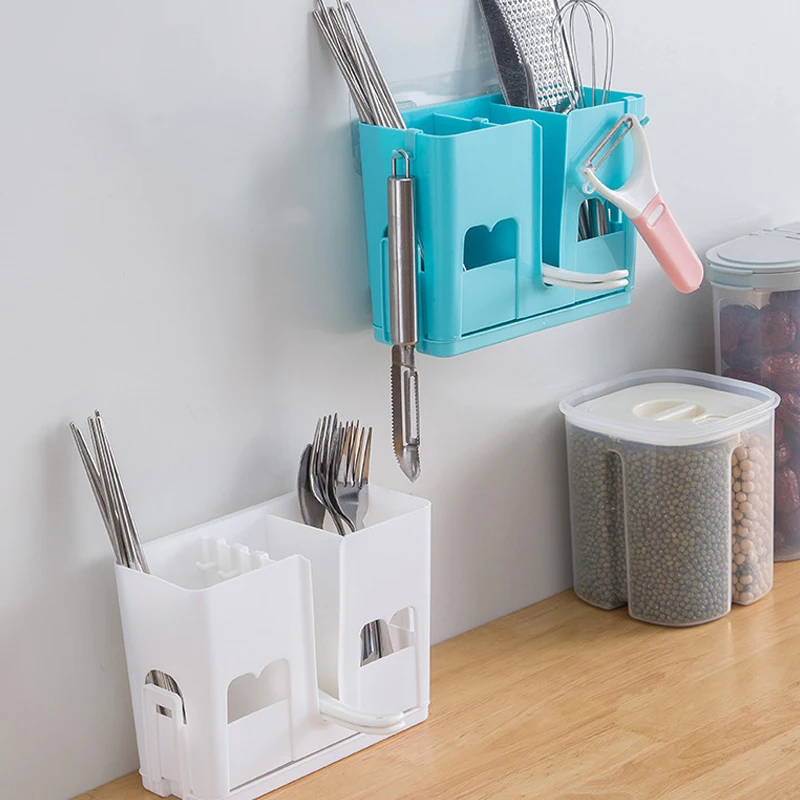 1PC Hanging Chopstick Storage Box Utensil Holder for Home Foldable Dinnerware White Pp Kitchen Cutlery view 2