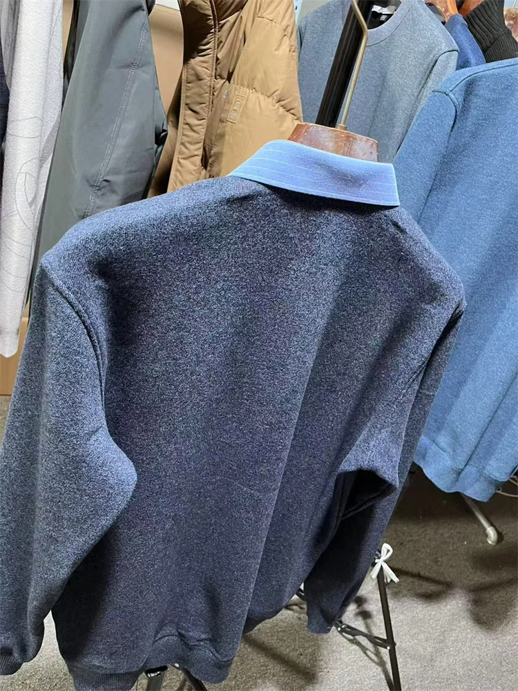 

Yajia Men's Fce Lined Thiened irt Collar Sweater Casual Sle Long Sve Warm Pure Color Loose Fit Autumn Winter Knit...