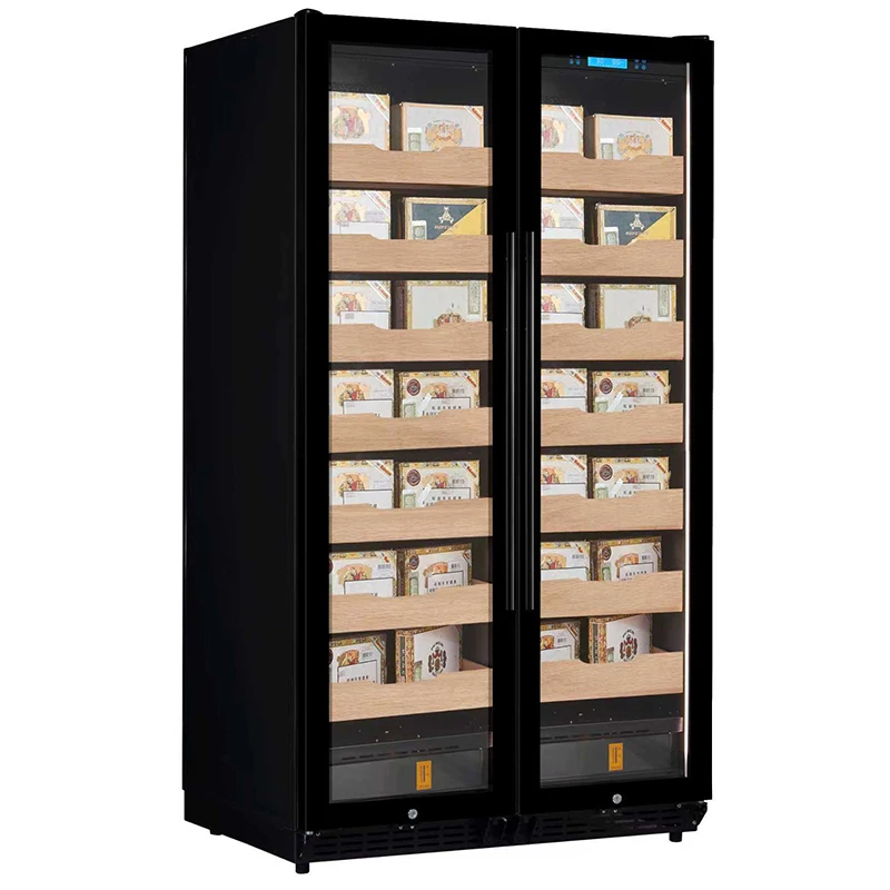 

860L Multi-Function Display Stainless Steel Electric Cigar Humidor Cabinet Temperature Humidity Control Security Lock for