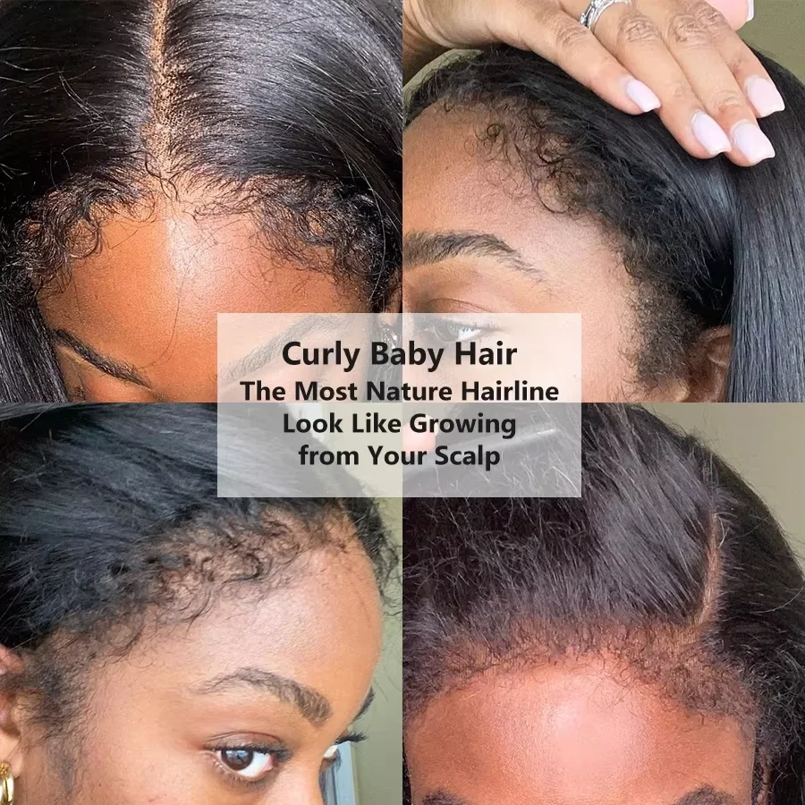 

4C Kinky Edges 13x6 Kinky Straight Lace Frontal Human Hair Wigs With Baby Hair 13x4 HD Transparent Yaki Straight Human Hair Wigs