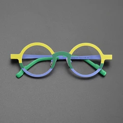 Ultralight Titanium retro round glasses frame Men's and women's personalized optical glasses frame Luxury brand makes prescripti