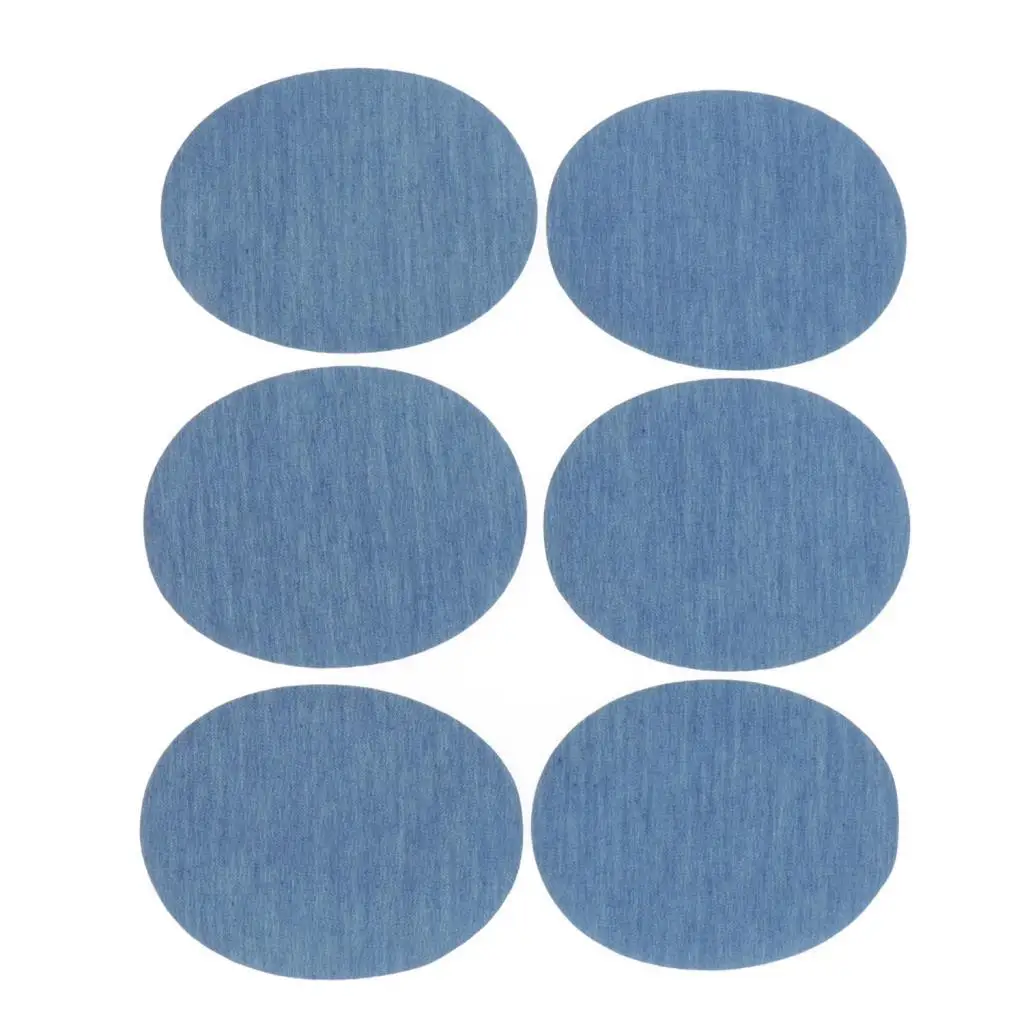 5x6 Pieces/Pack Denim Iron On Jean Patches Jeans Repair Kit Oval Light Blue