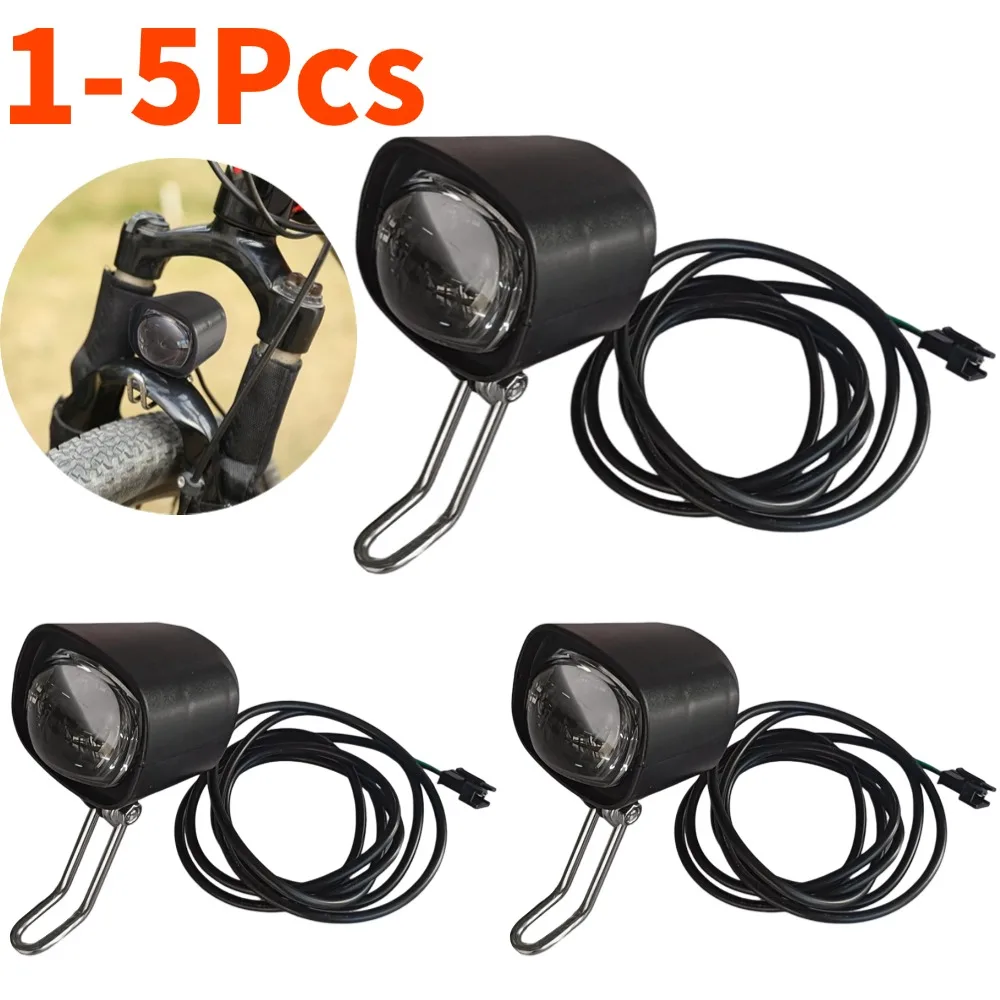 1-5Pcs 36V-60V E-Bike Horn Light Electric Scooter LED Headlight 5W Waterproof 2 in 1 Horn Lamp Motorcycle Bicycle Flashlight