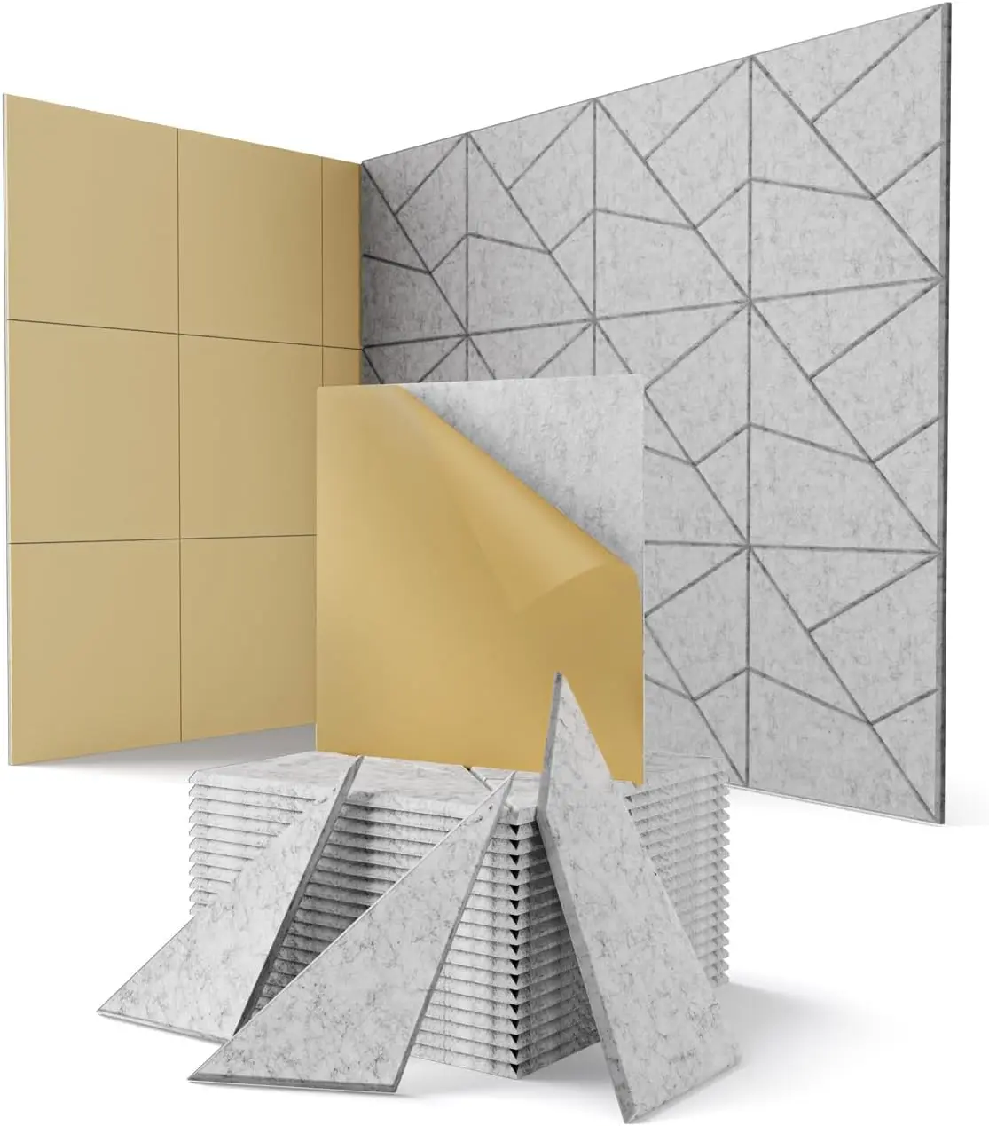 Confezione da 18 pannelli fonoassorbenti ad alta densità 30x30 cm, grigi