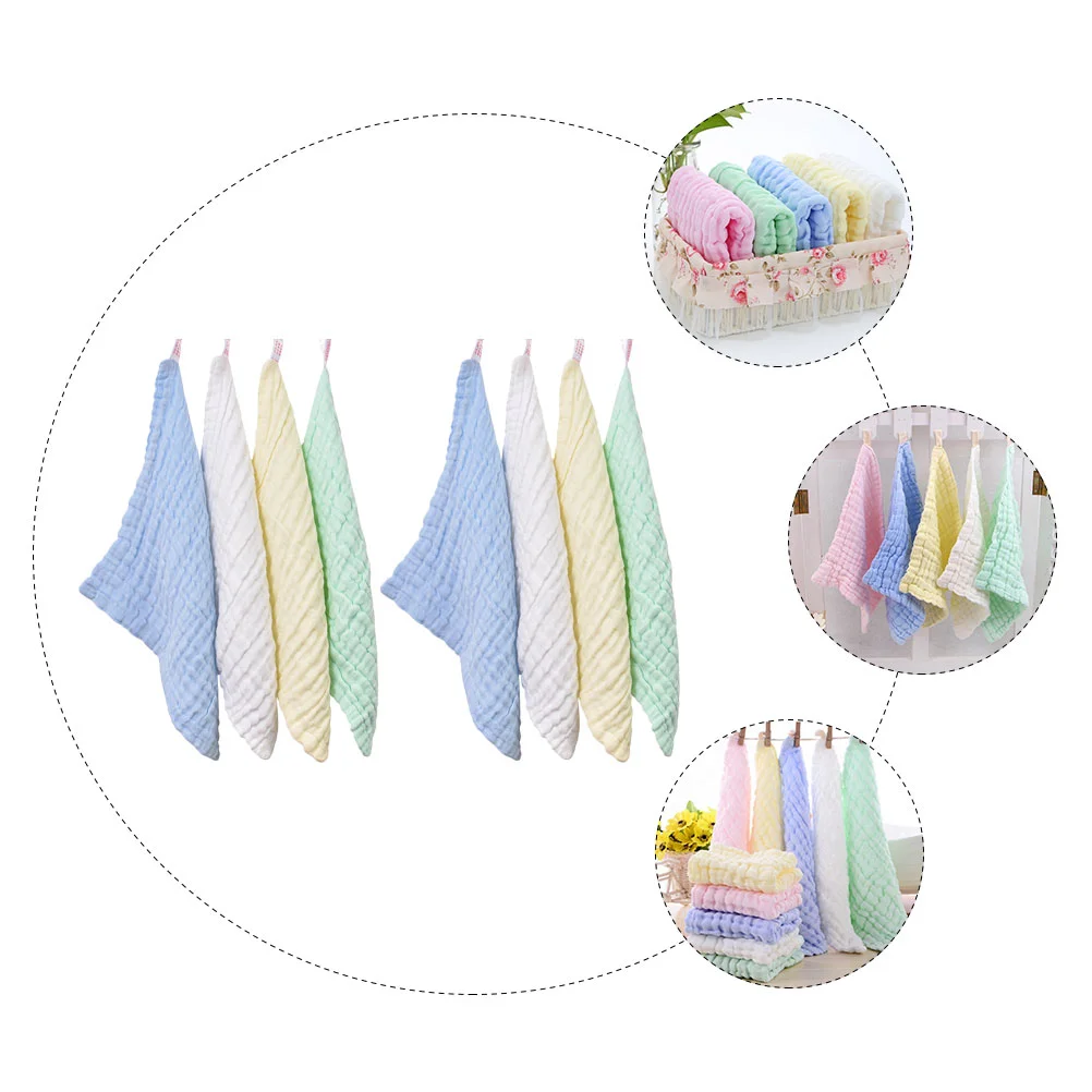 Washcloths 100% Organic Cotton Baby Infant Baby Towels Extra Muslin Square Towel, Washing& Feeding Towel for Toddler Kids ( 8 )