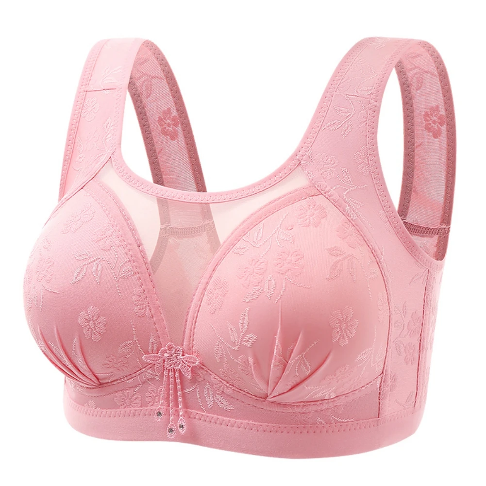 Plus Size Women Bandeau Bra Back Closure Brassiere Wirefree Bralette Full Cup Everyday Floral Bras Active Bras NEW