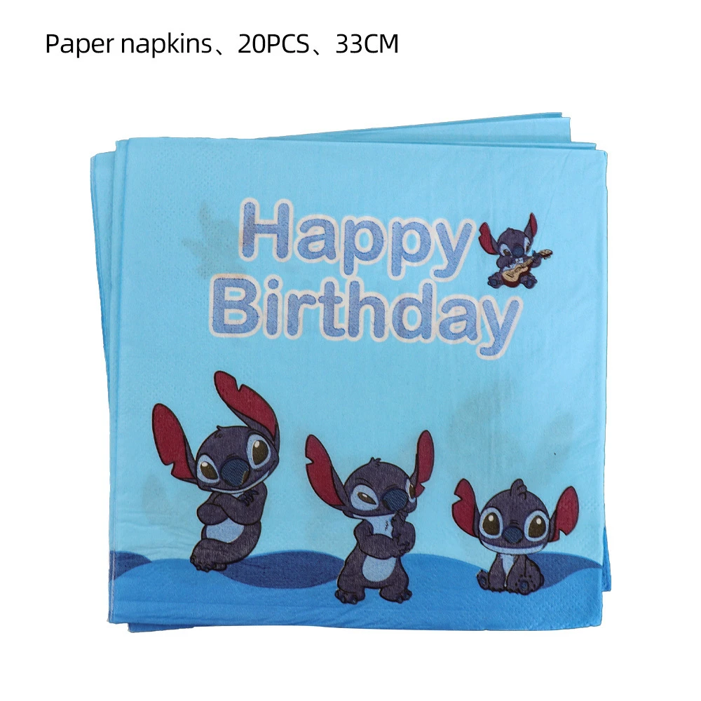 20 pz/lotto Stitch Theme Baby Shower forniture per feste di compleanno per bambini stoviglie usa e getta stampa tovaglioli per la cena decorazione Tissue